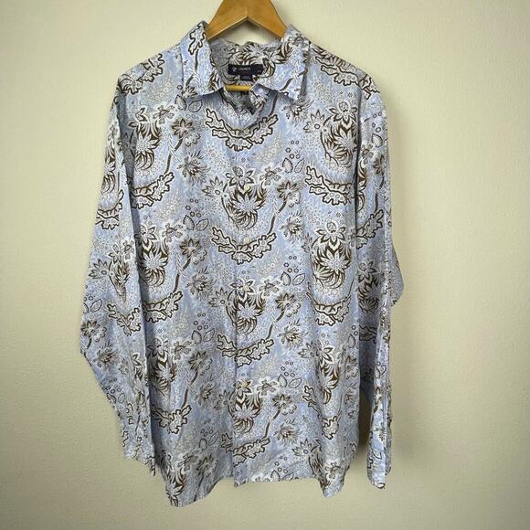 Cremieux Classics Men’s XXL Shirt – Light Blue Brown Paisley 100% Cotton - Picture 1 of 7